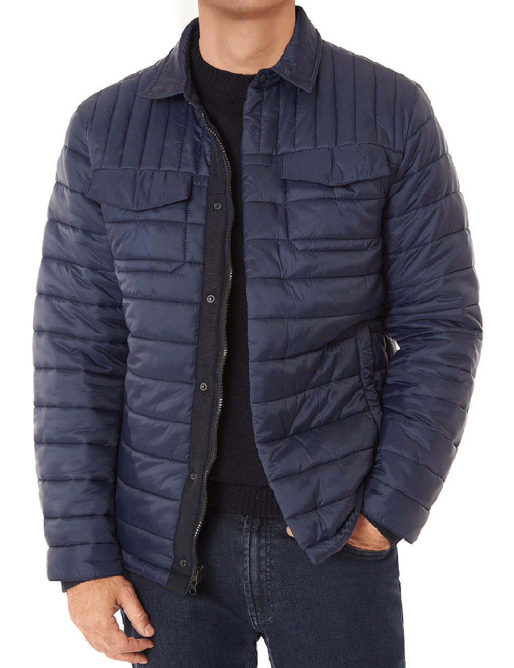 Slate and stone down jacket shop