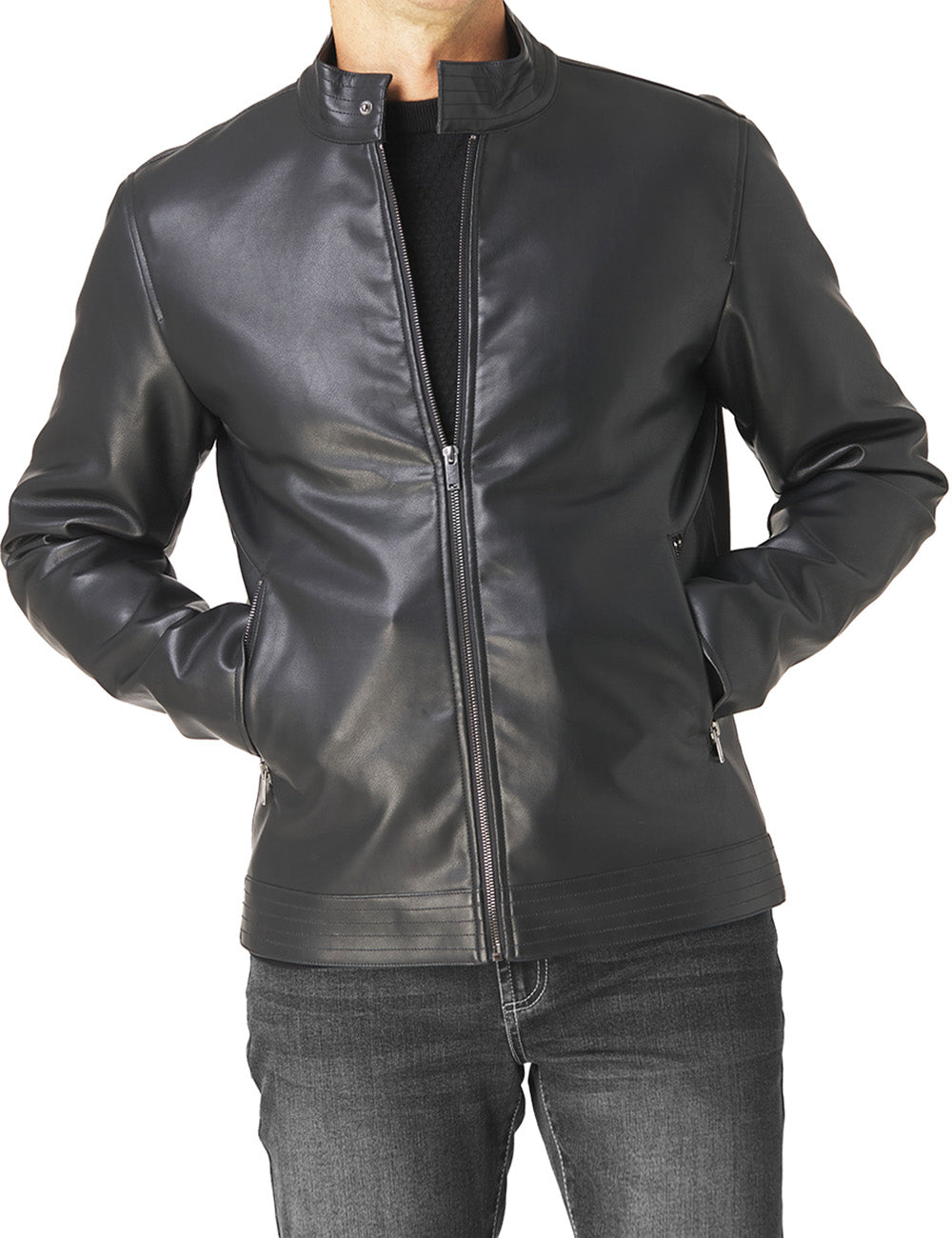 Faux Leather Racer Jacket