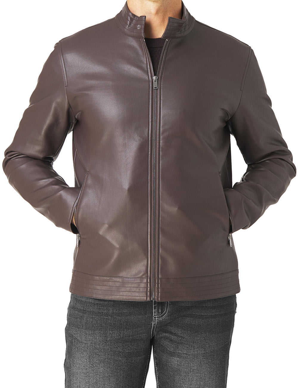 Faux Leather Racer Jacket