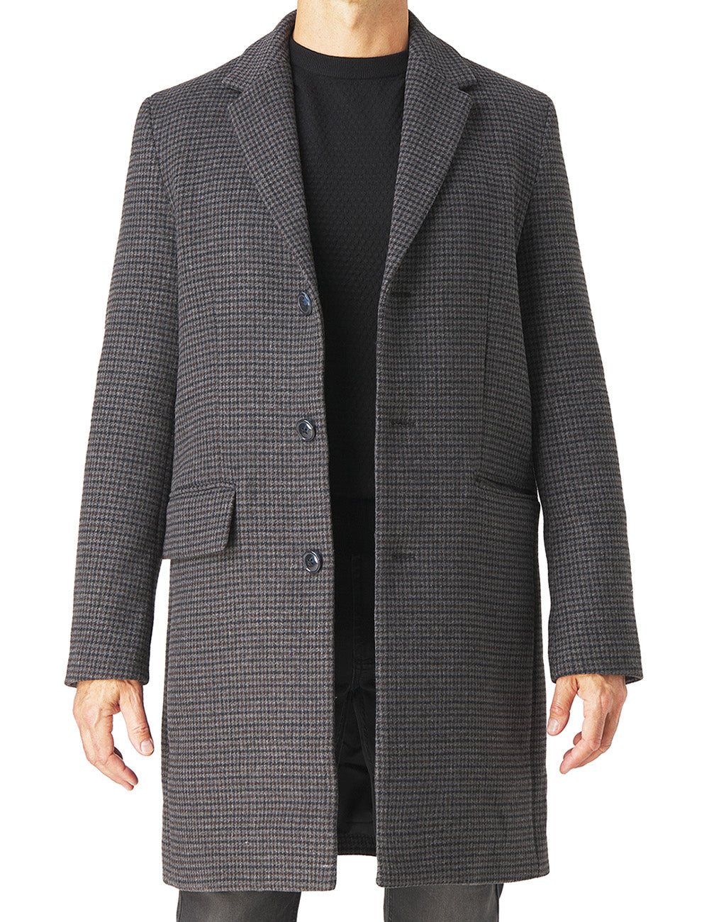 Wool Houndstooth Topcoat