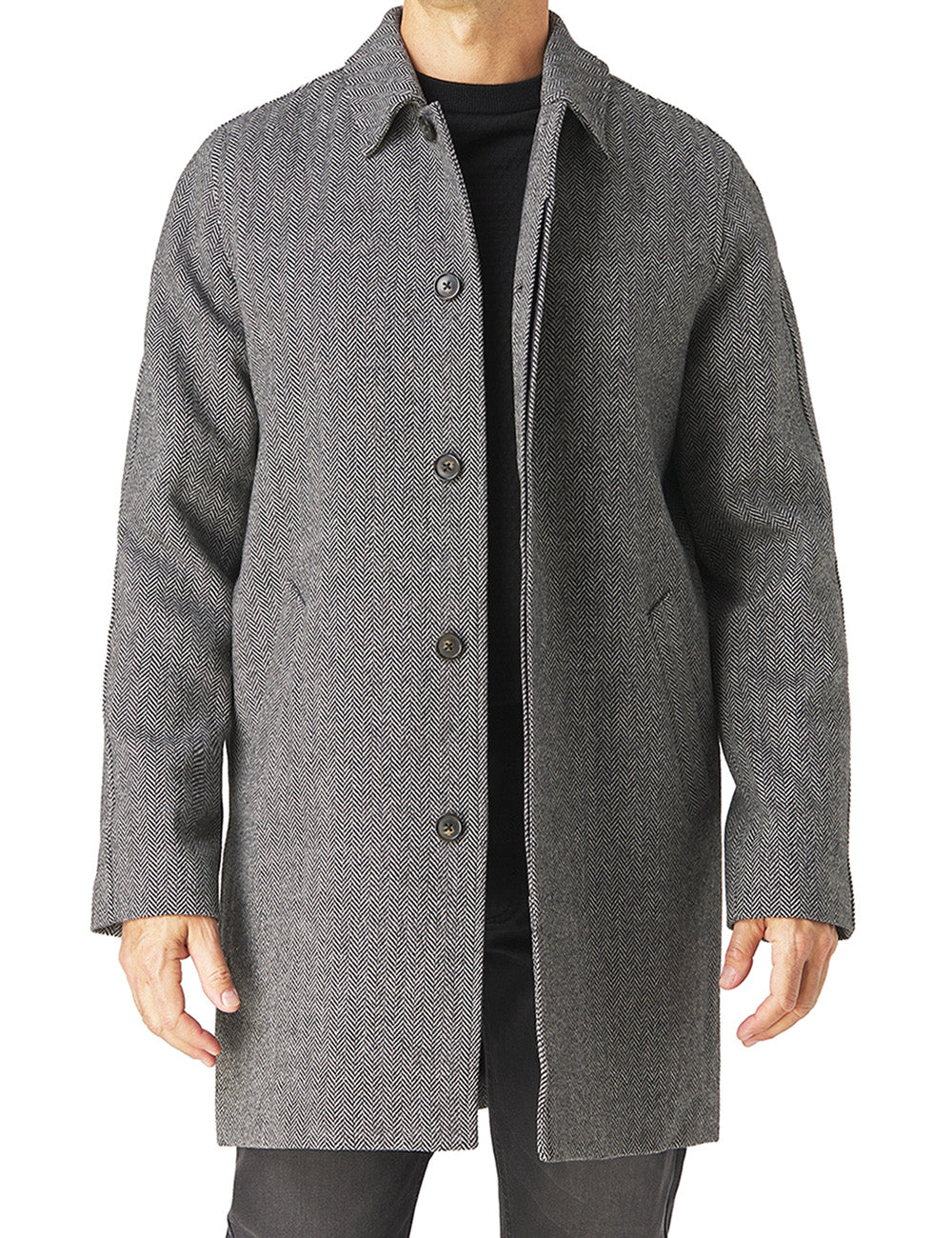 Wool Herringbone Raglan Coat