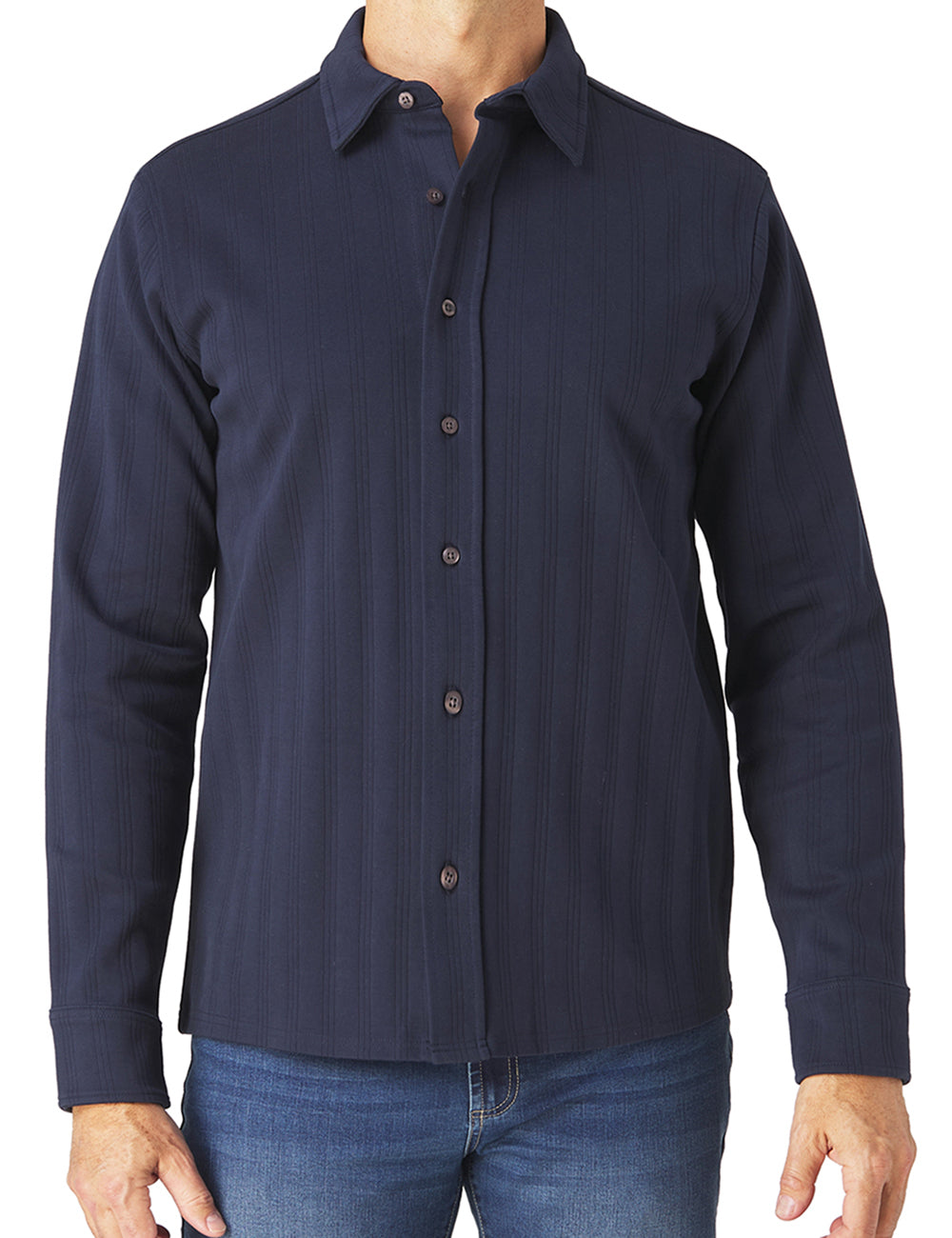 Knit Stripe Button Up Shirt