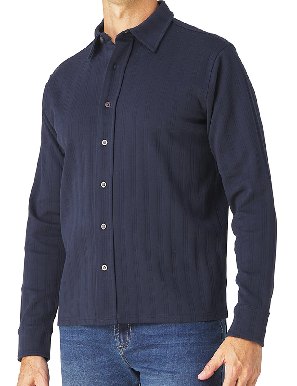 Knit Stripe Button Up Shirt