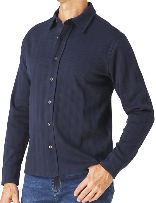 Knit Stripe Button Up Shirt
