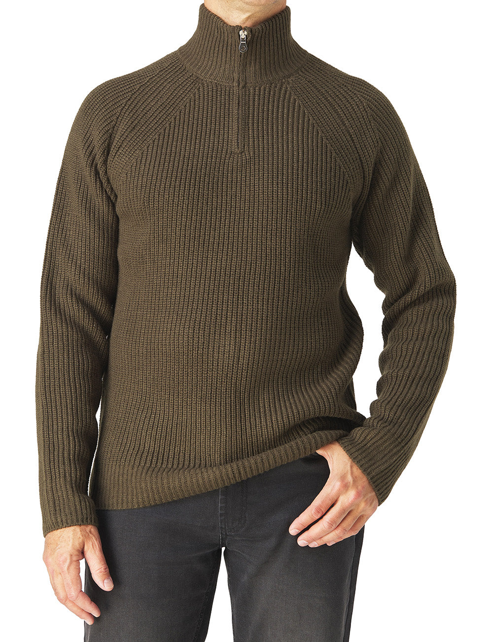 Ribbed Mid Gauge Half Zip Sweater