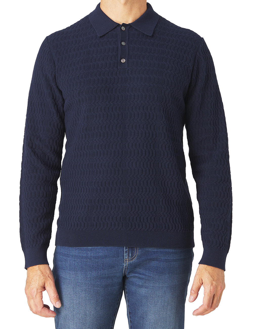 Wave Knit Sweater Polo
