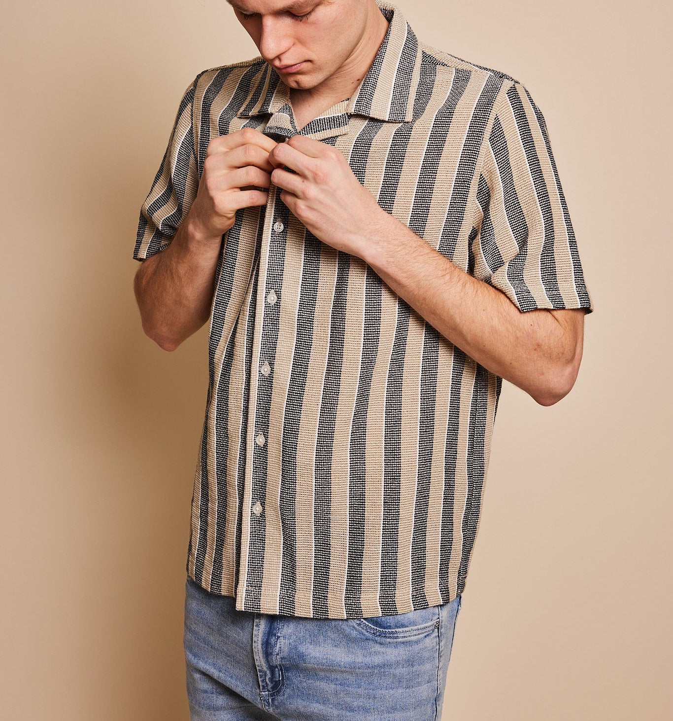 Cortlandt Textured Stripe Camp Collar Shirt