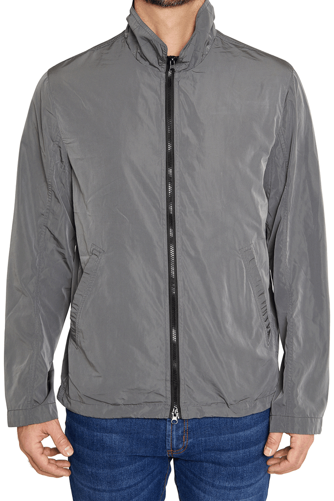 Washed Nylon Zip Up Jacket