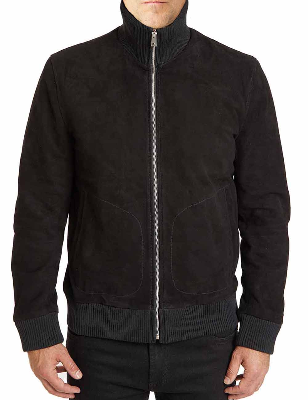 Suede Full Zip Bomber Jacket