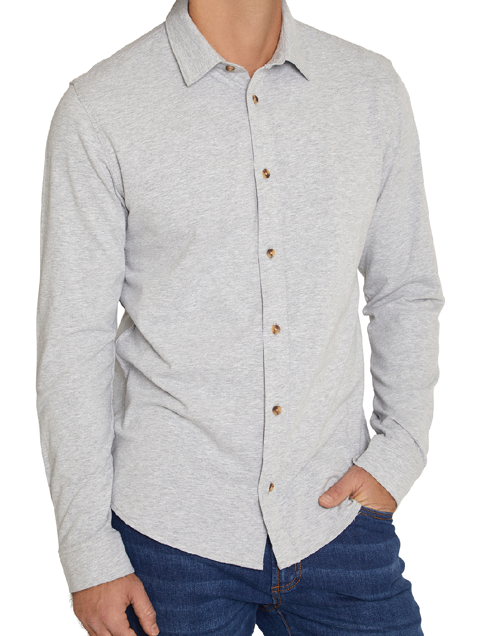 L/S KNIT BUTTON DOWN SHIRT