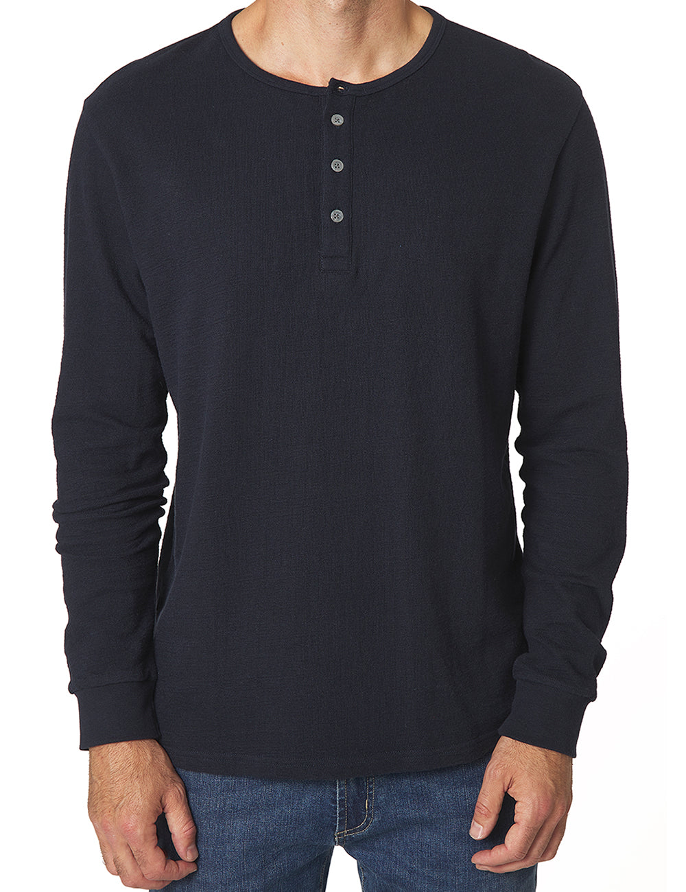 Long Sleeve Textured Knit Henley