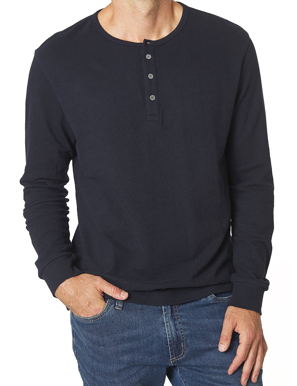 Long Sleeve Textured Knit Henley