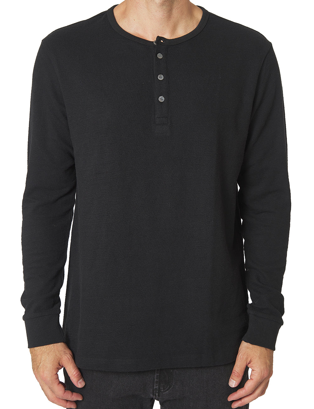 Long Sleeve Textured Knit Henley