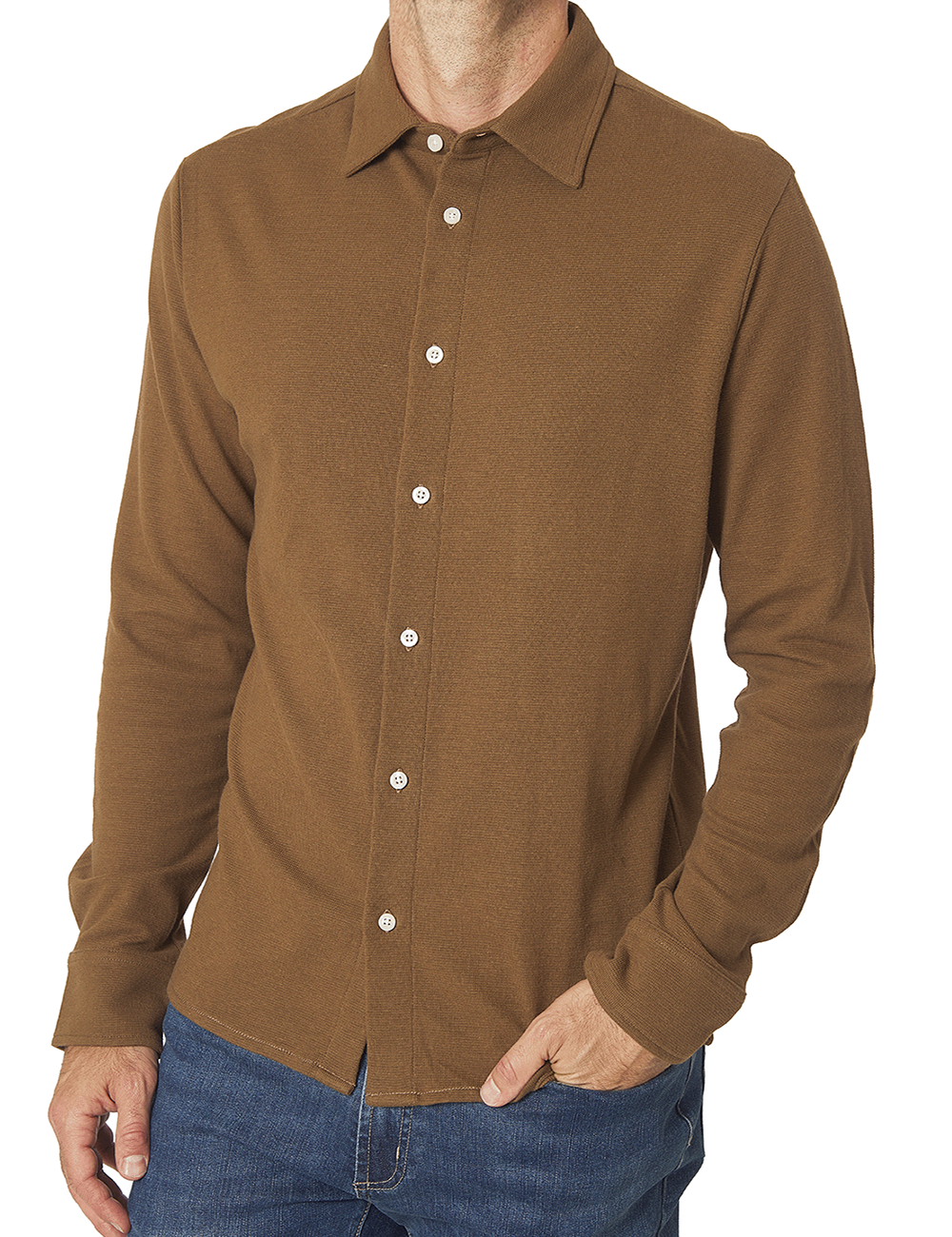 Textured Knit Button Up Shirt