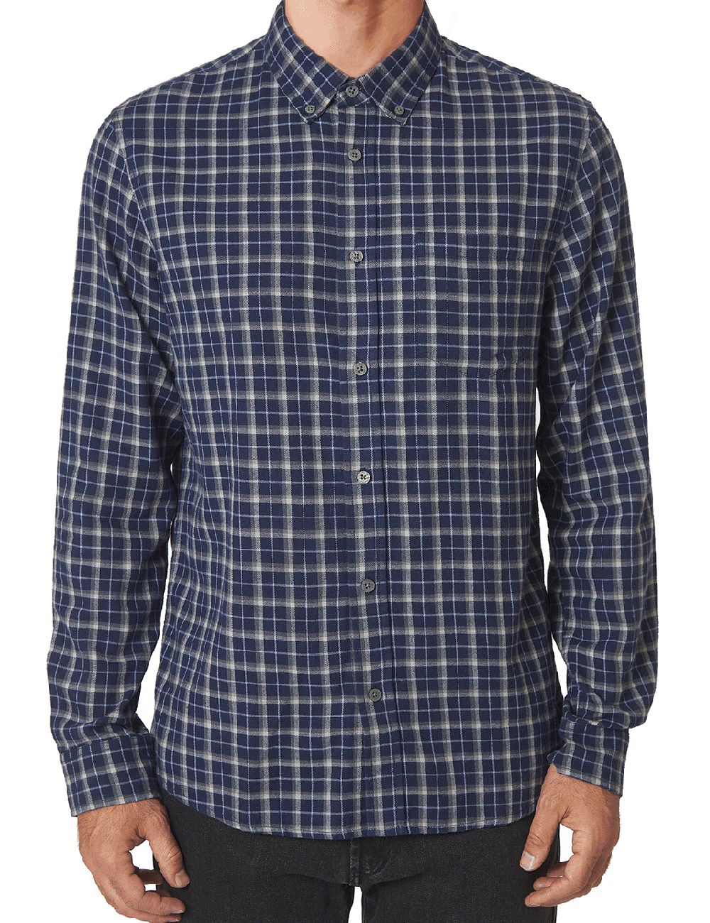 FLANNEL BUTTON DOWN SHIRT W POCKET