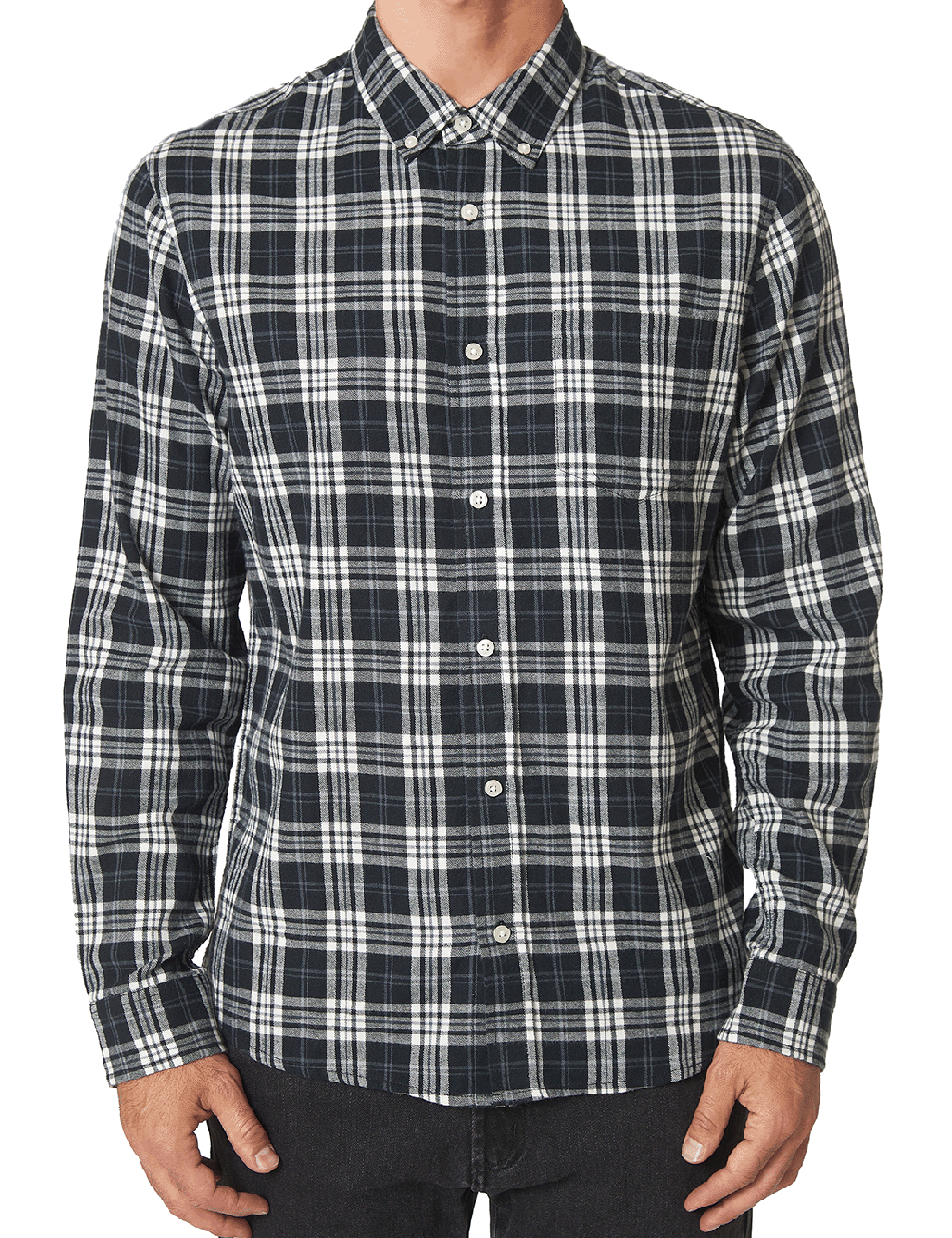 FLANNEL BUTTON DOWN SHIRT W POCKET