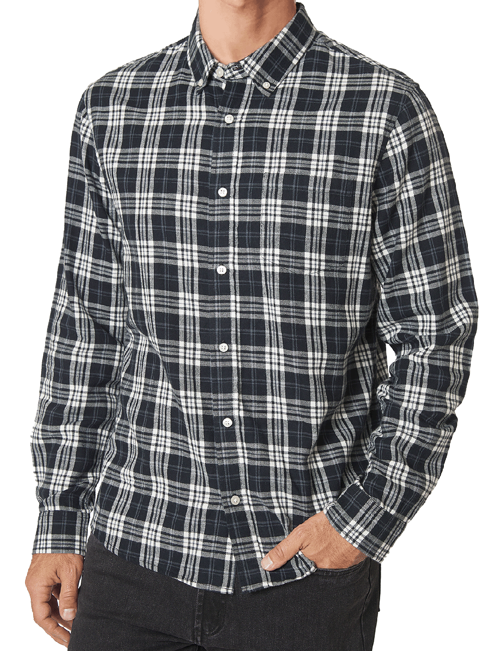 FLANNEL BUTTON DOWN SHIRT W POCKET