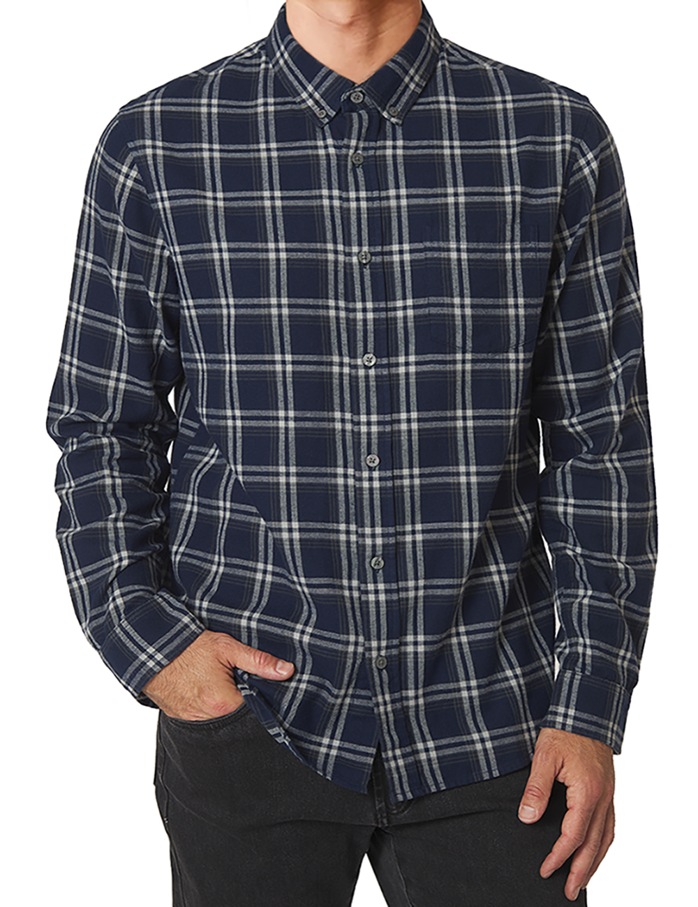 FLANNEL BUTTON DOWN SHIRT W POCKET