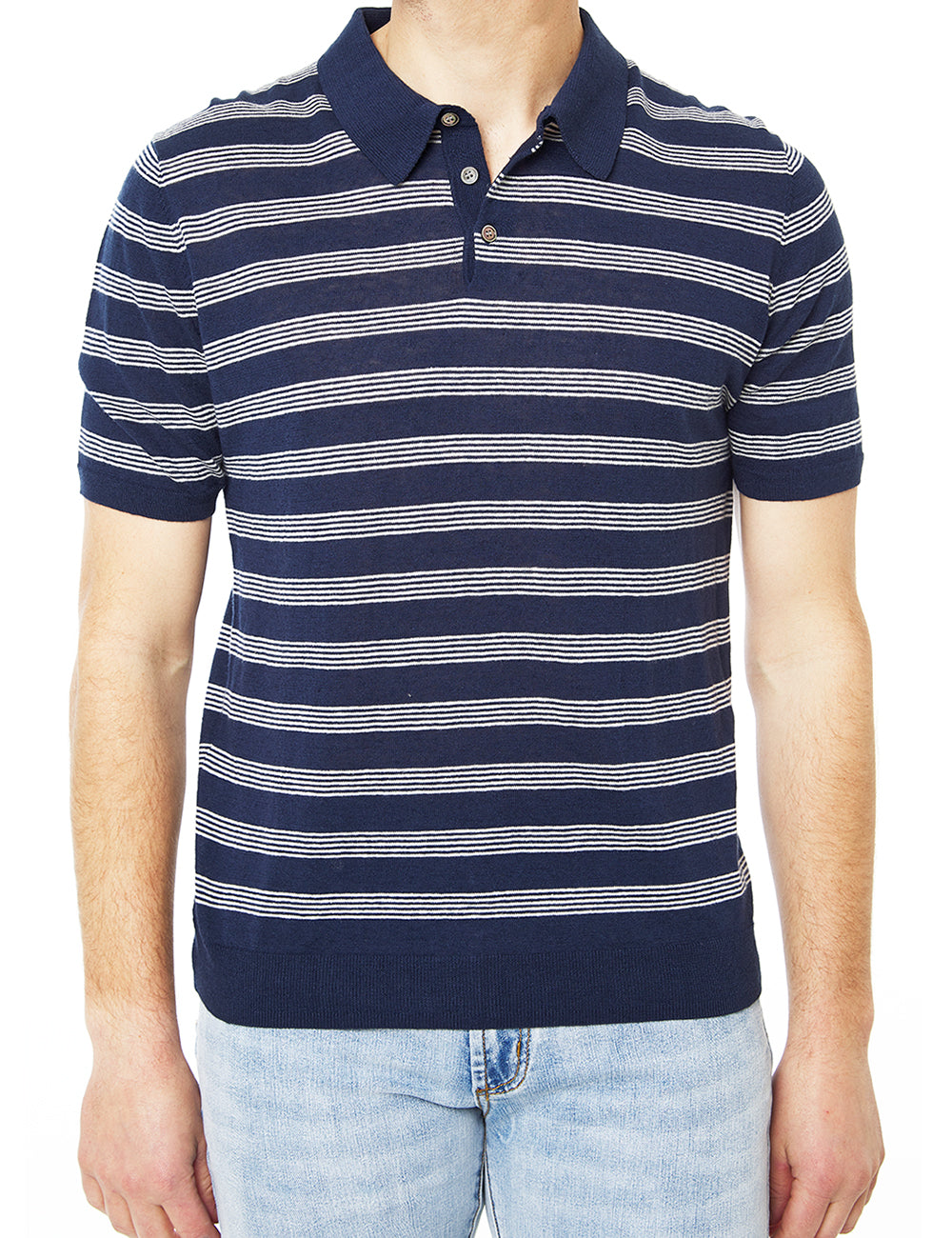 LINEN STRIPED SWEATER POLO