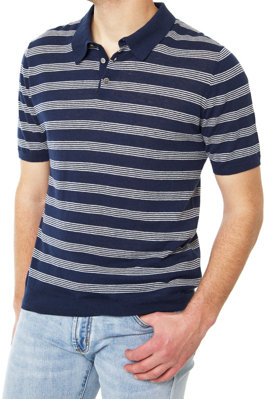 LINEN STRIPED SWEATER POLO