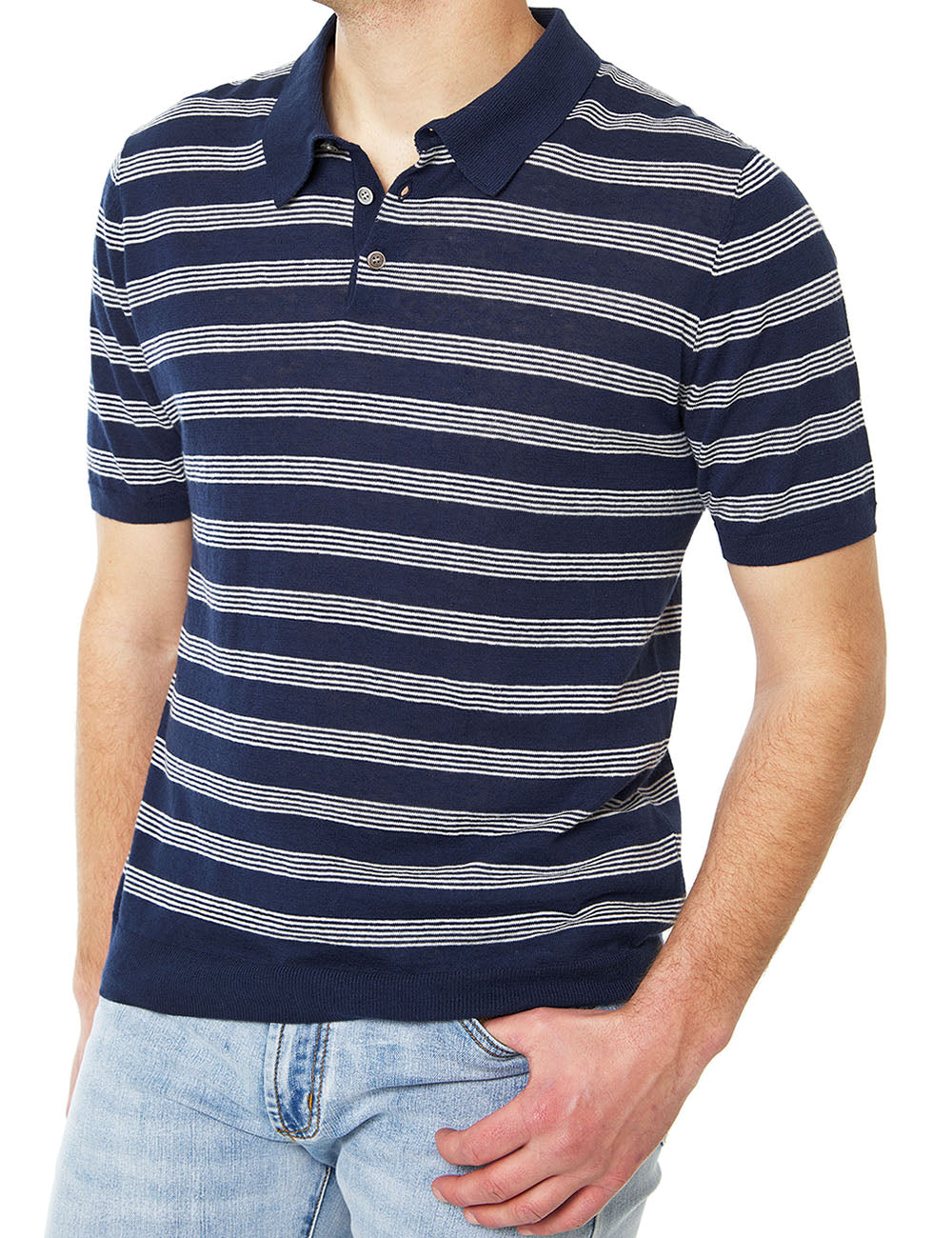 LINEN STRIPED SWEATER POLO