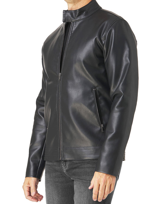 Faux Leather Racer Jacket