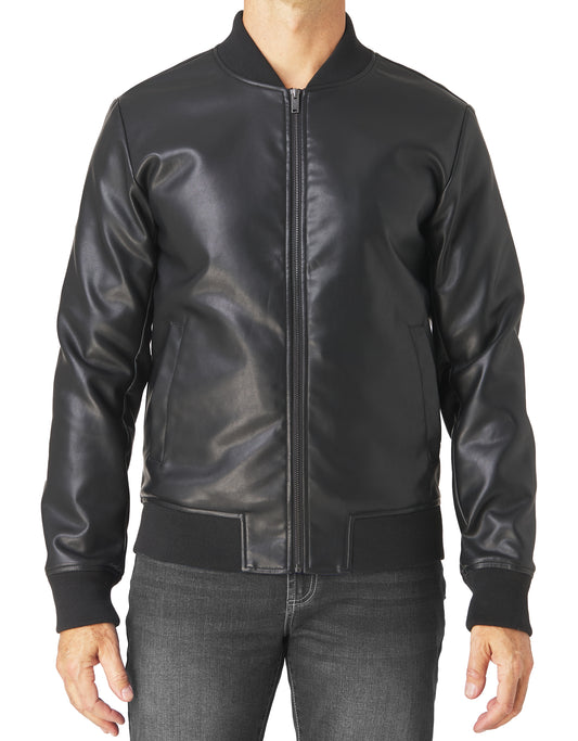 Faux Leather Bomber Jacket