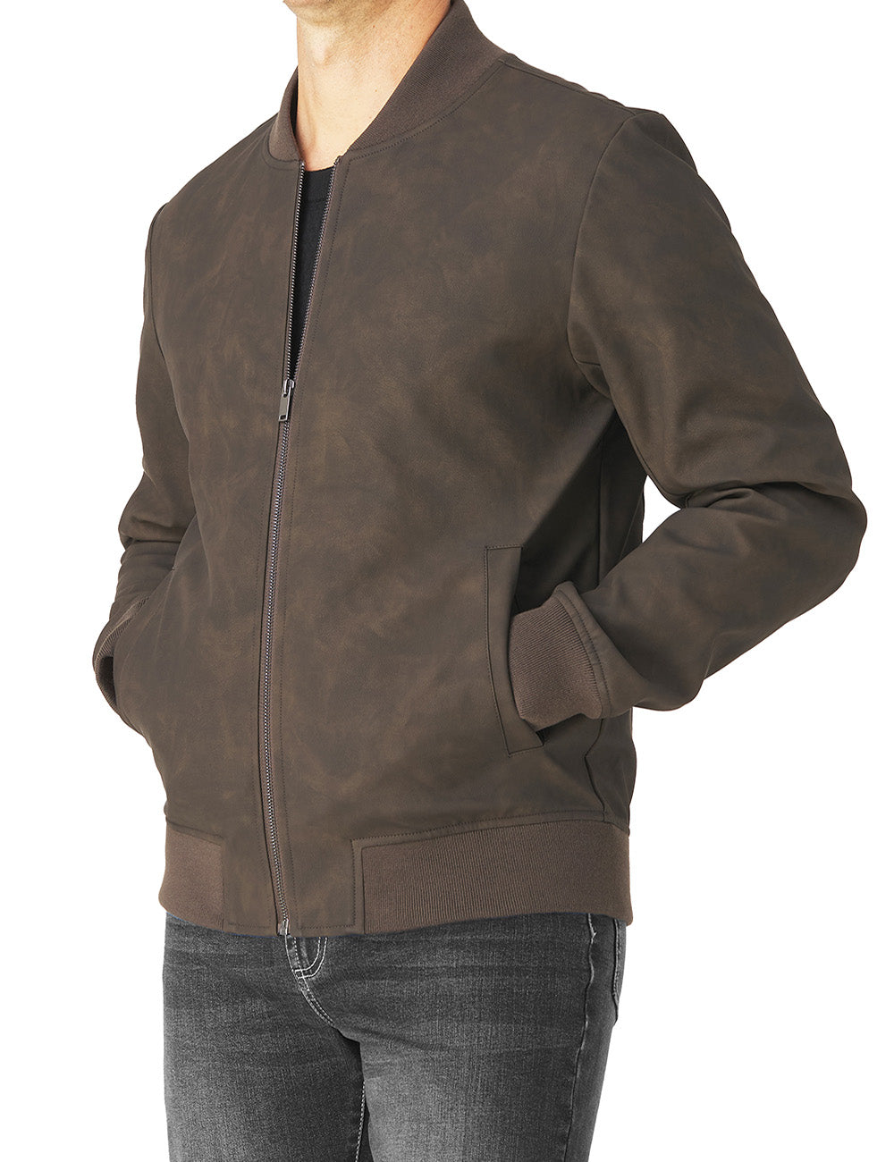 Faux Leather Bomber Jacket