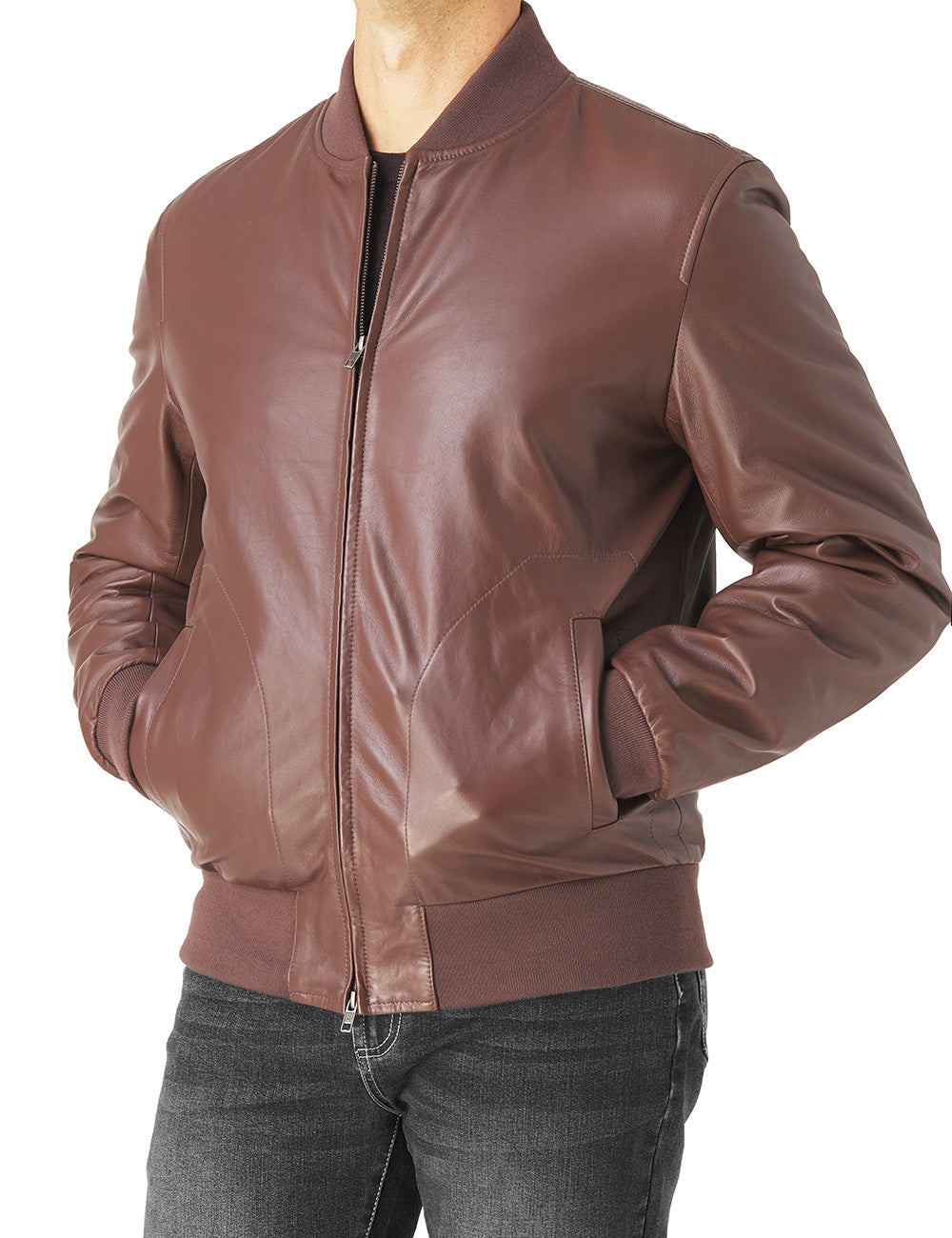 Leather Padded Bomber Jacket