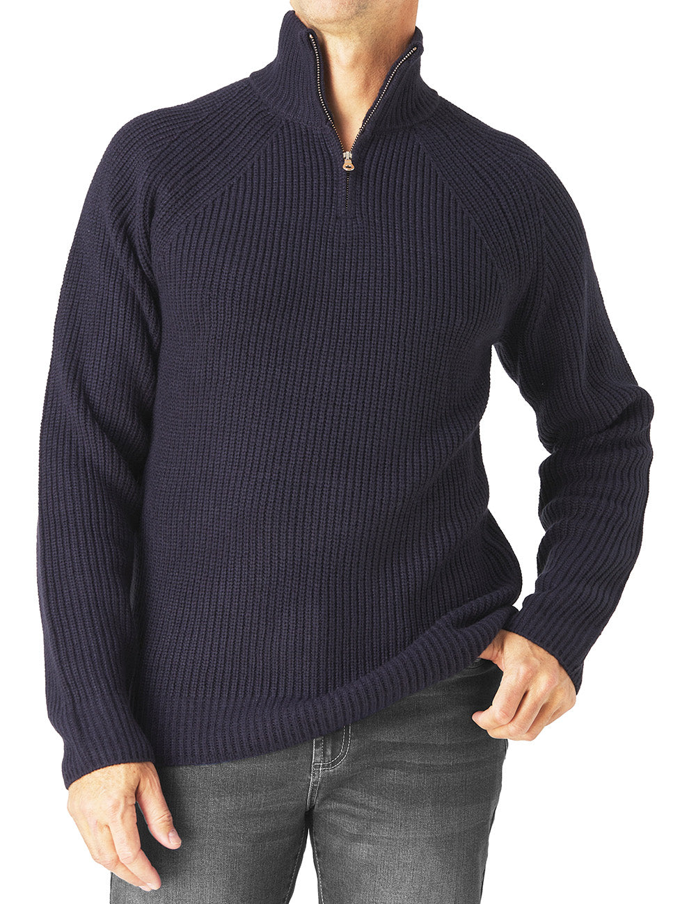 Ribbed Mid Gauge Half Zip Sweater