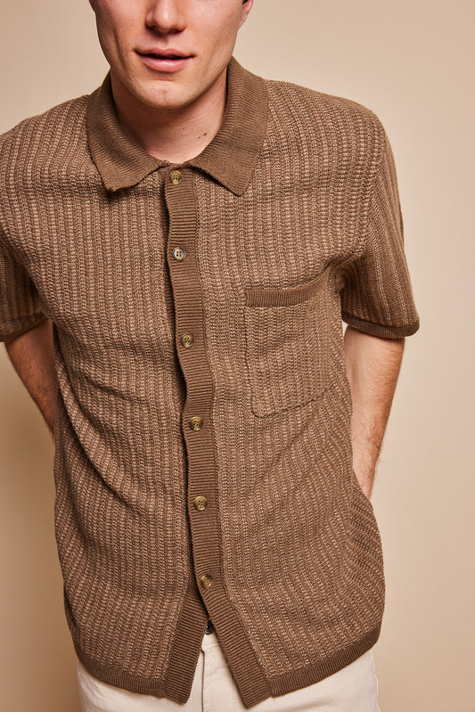 Hudson Button Front Short Sleeve Sweater