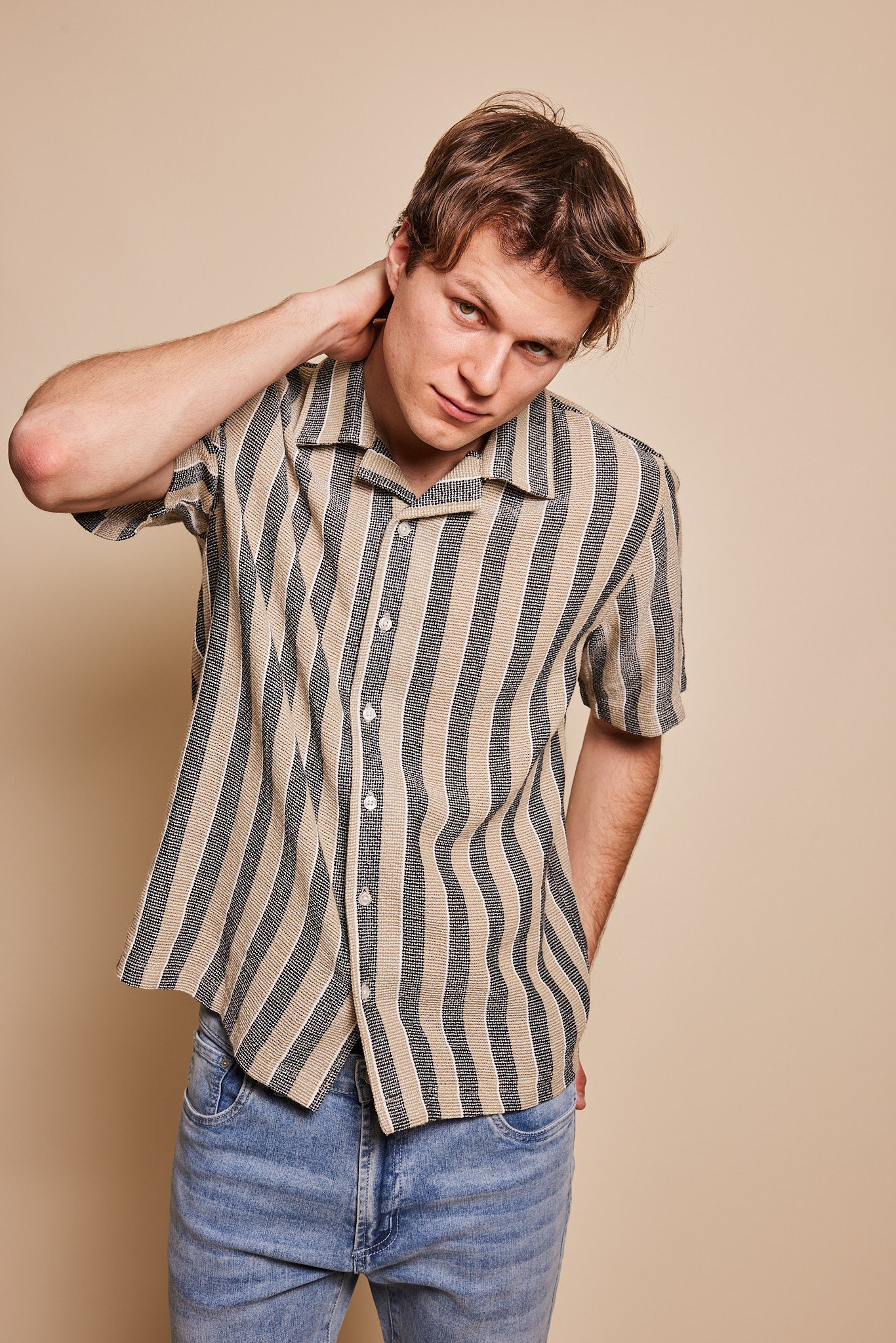 Cortlandt Textured Stripe Camp Collar Shirt