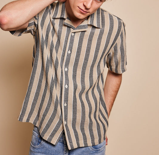 Cortlandt Textured Stripe Camp Collar Shirt