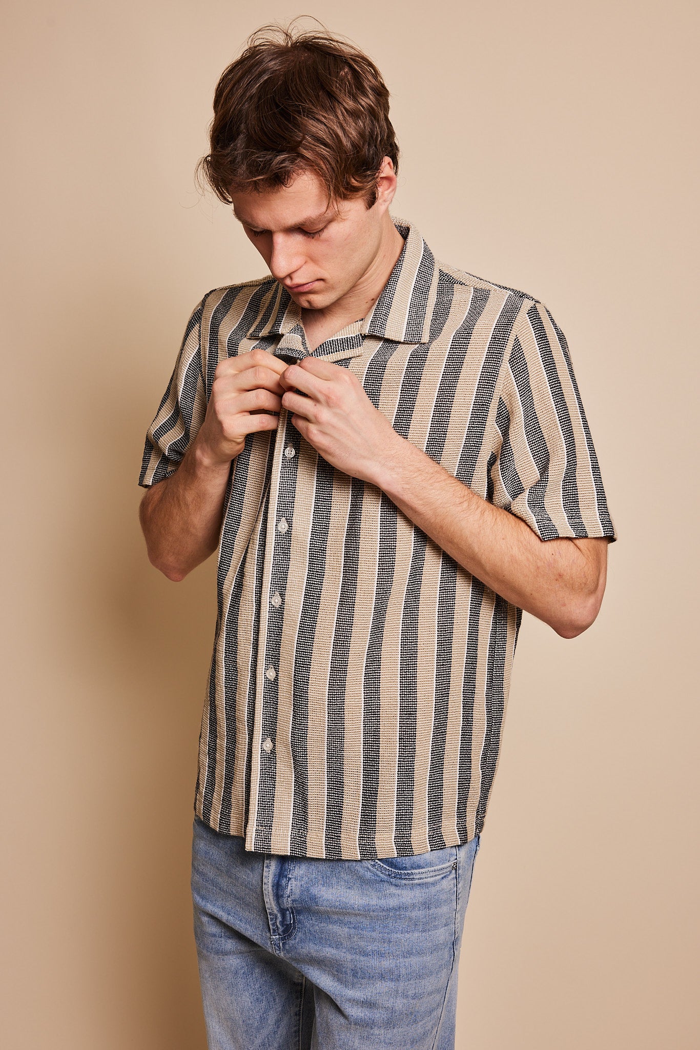 Cortlandt Textured Stripe Camp Collar Shirt