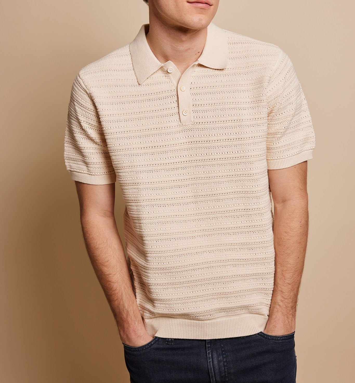 Brooklyn Mixed Weave Stripe Sweater Polo