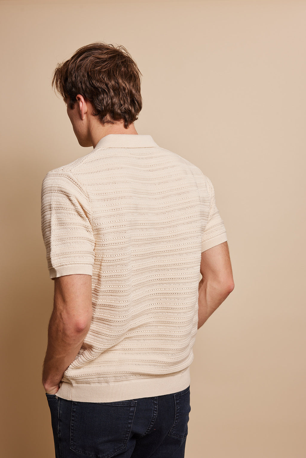 Brooklyn Mixed Weave Stripe Sweater Polo