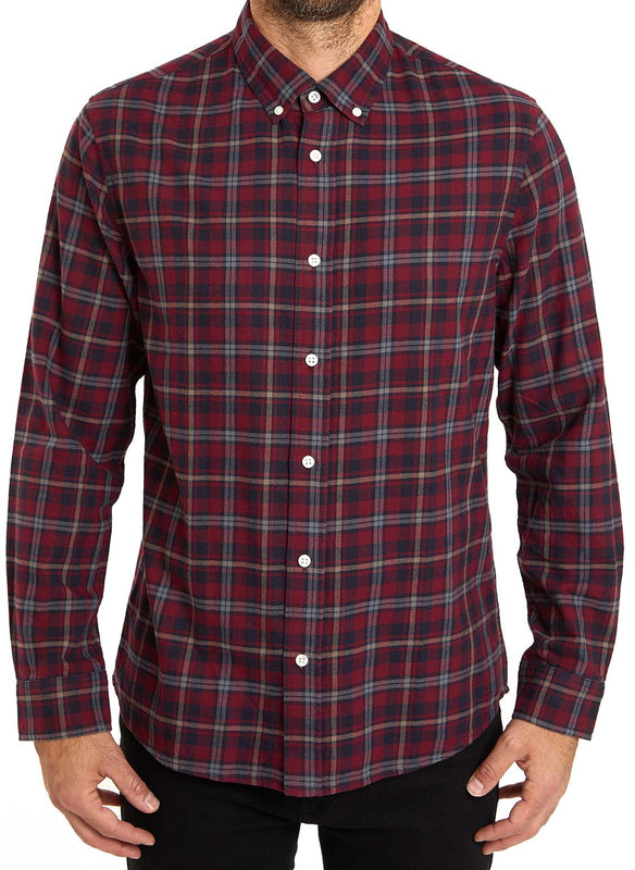l/s-flannel-button-down-collar-shirt-red-BEIGE-PLAID